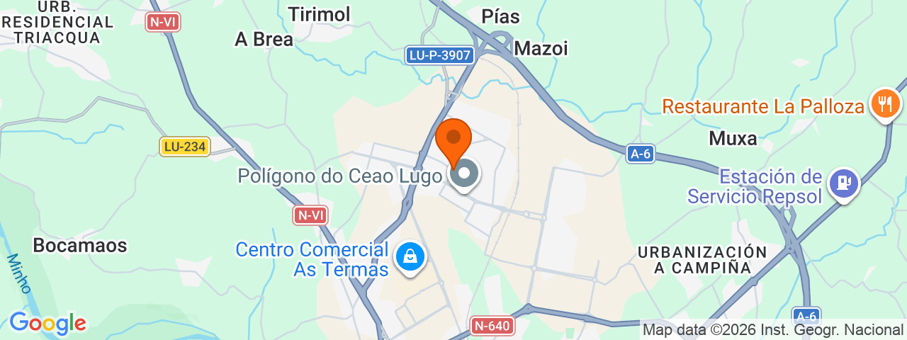 Map preview for Lugo - Polígono Do Ceao
